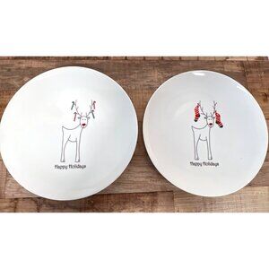 Gordon Bleu Happy Holidays Reindeer Plates Set Of 2
